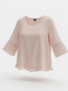 Apt. 9 Blouse Women’s XL Pale Pink Sheer Top Flowy 3/4 Sleeve Lightweight